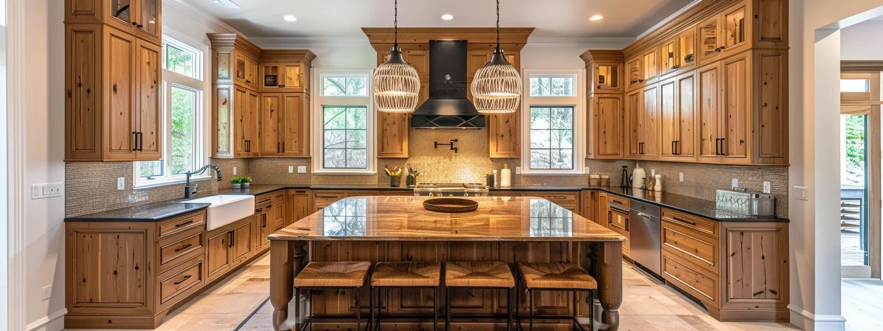 a stunning kitchen showcases an array of elegant, solid wood ready-to-assemble cabinets in a warm, inviting light, highlighting their customizable features and stylish designs perfect for diy enthusiasts. a stunning kitchen showcases an array of elegant, solid wood ready-to-assemble cabinets in a warm, inviting light, highlighting their customizable features and stylish designs perfect for diy enthusiasts.